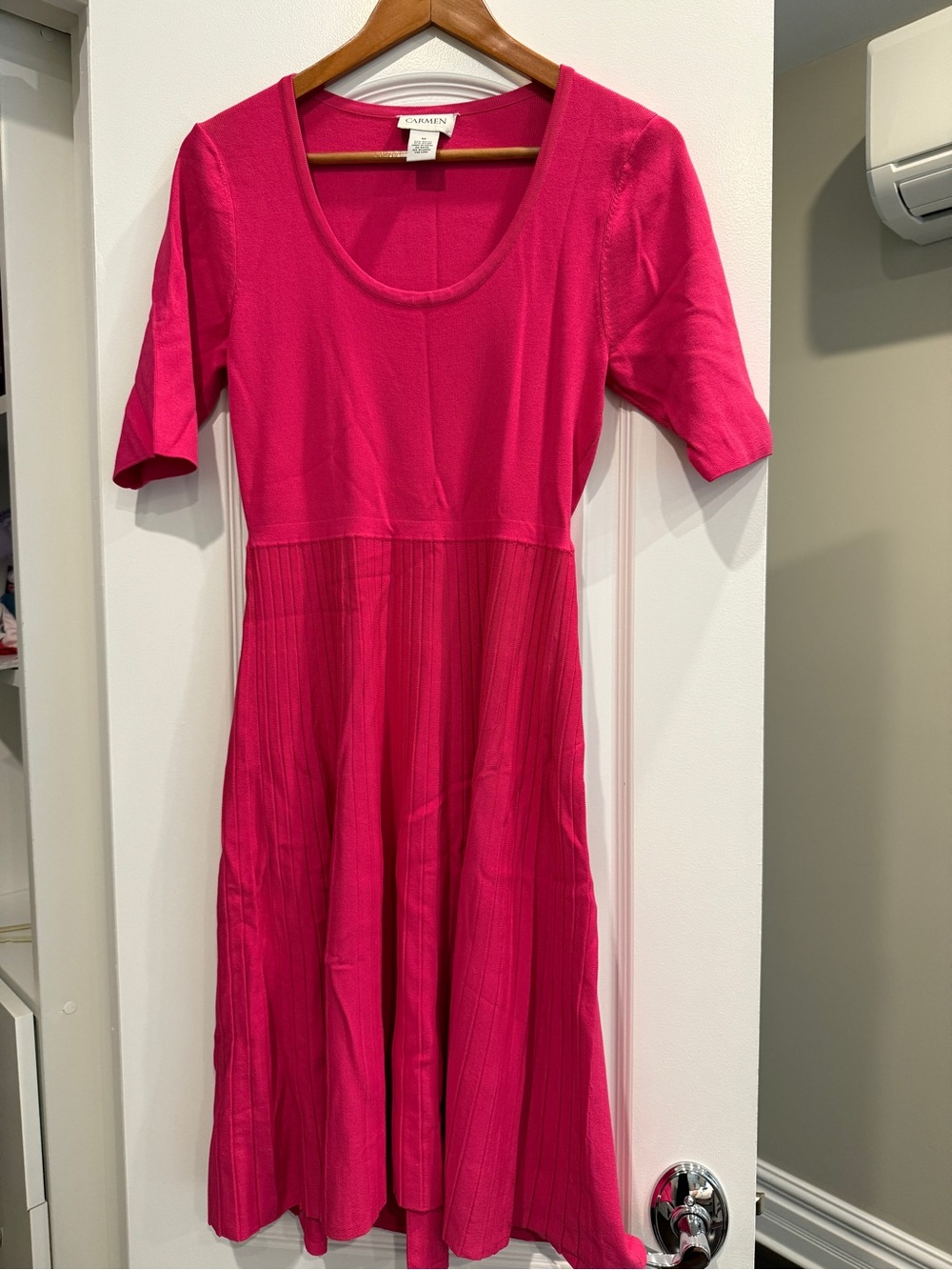 Caslon Hot Pink Scoop-Neck Midi Dress